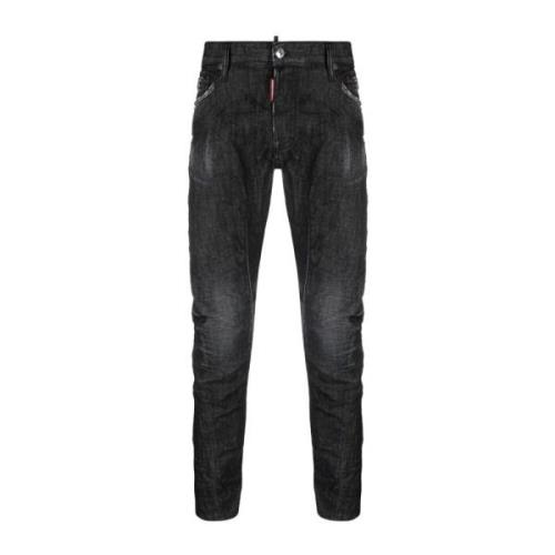 Zwarte Slim Fit Biker Jeans Dsquared2 , Black , Heren