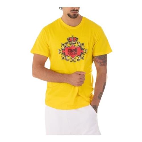 Heren Logo T-Shirt Just Cavalli , Yellow , Heren