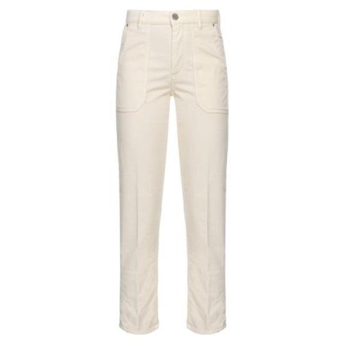 Fluwelen Chinos met Maxi Zakken Pinko , White , Dames