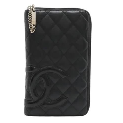 Pre-owned Leather wallets Chanel Vintage , Black , Dames