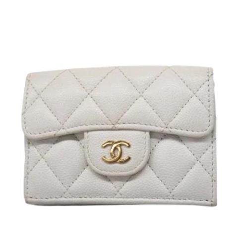 Pre-owned Leather wallets Chanel Vintage , White , Dames