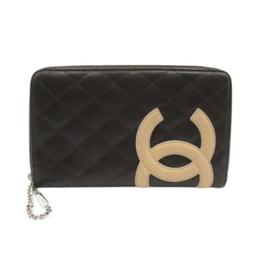 Pre-owned Leather wallets Chanel Vintage , Brown , Dames