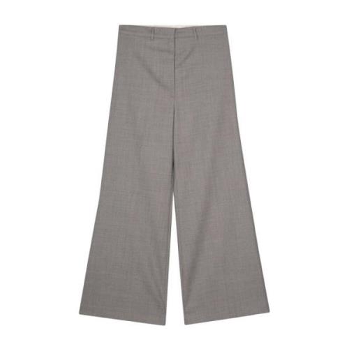 Melange Grijs Wollen Wijde Broek LOW Classic , Gray , Dames