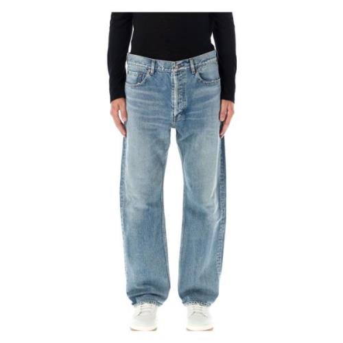 Blauwe Beat Losse Straight Jeans Aw24 Saint Laurent , Blue , Heren