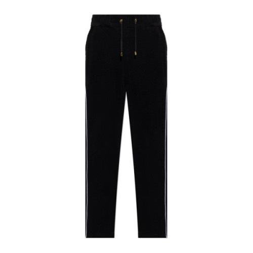 Broek met monogram in fluwelen afwerking Balmain , Black , Heren