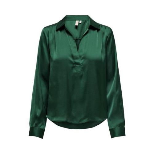 Groene V-hals Blouse Zora Only , Green , Dames