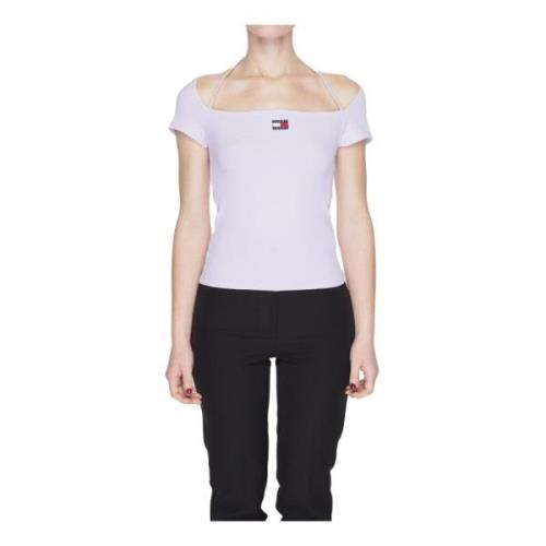 Lila Boothals T-shirt Vrouwen Tommy Hilfiger , Purple , Dames