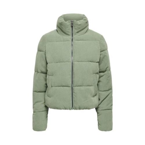 Corduroy Puffer Jas Hedge Green Only , Green , Dames