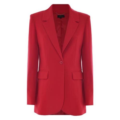 Elegant Single-Breasted Jacket, Viscose Blend Kocca , Red , Dames