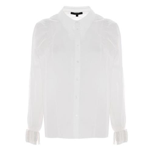 Elegante Shirt met Gerimpelde Schouders Kocca , White , Dames