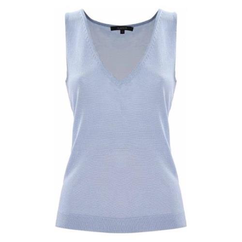 Glanzende V-Hals Gebreide Vest Top Kocca , Blue , Dames