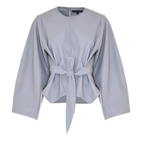 Stijlvolle losse blouse met bijpassende riem Kocca , Gray , Dames