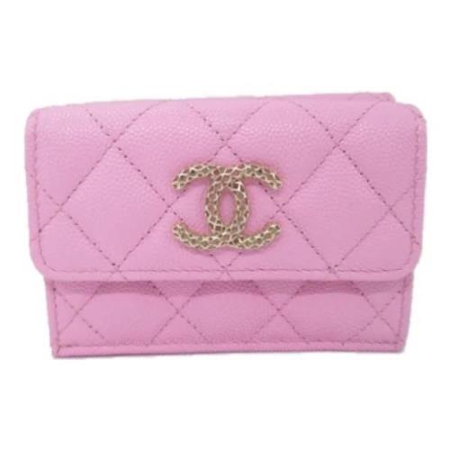 Pre-owned Leather wallets Chanel Vintage , Pink , Dames