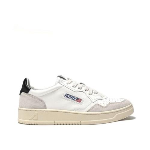 Vintage-geïnspireerde zwarte sneakers met blauw logo Autry , White , H...