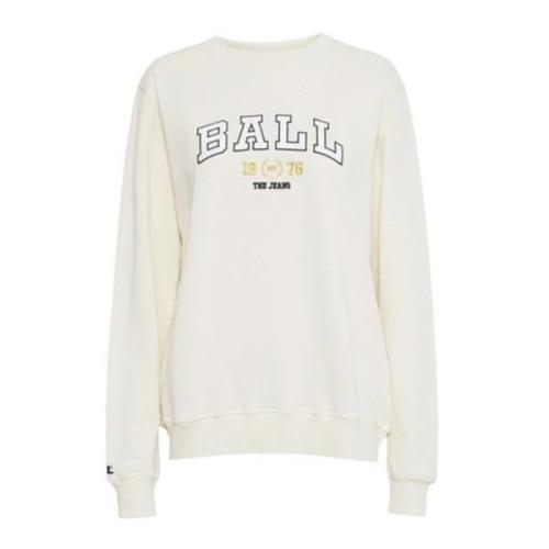 Offwhite Sweatshirt met Geborduurd Logo Ball , Beige , Dames