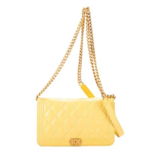 Pre-owned Leather chanel-bags Chanel Vintage , Yellow , Dames