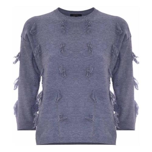 Charming Fringed Crew Neck Jumper Kocca , Gray , Dames