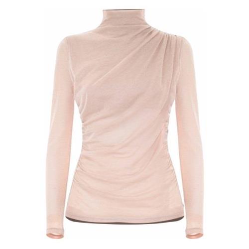 Draped Polo Neck T-shirt Kocca , Beige , Dames