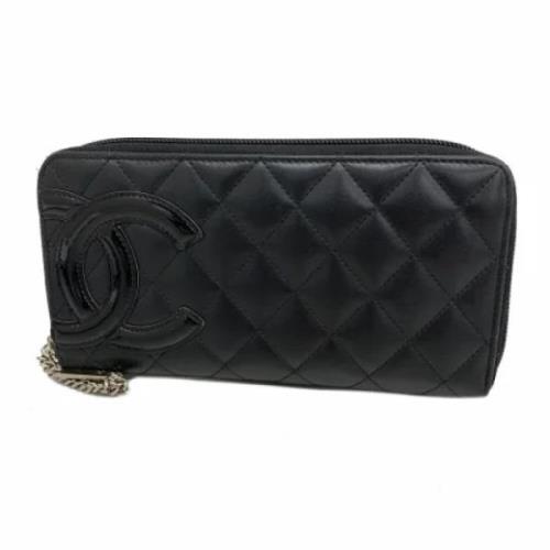 Pre-owned Leather wallets Chanel Vintage , Black , Dames