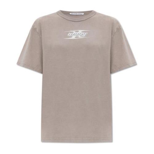 Logo T-shirt T by Alexander Wang , Gray , Dames