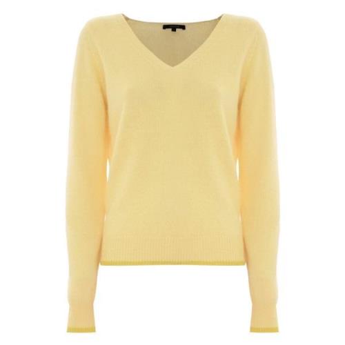 Angora Wol V-Hals Trui Kocca , Yellow , Dames