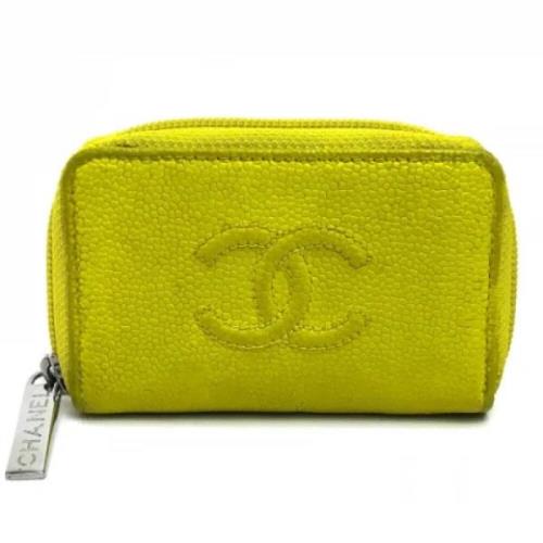 Pre-owned Leather wallets Chanel Vintage , Yellow , Dames