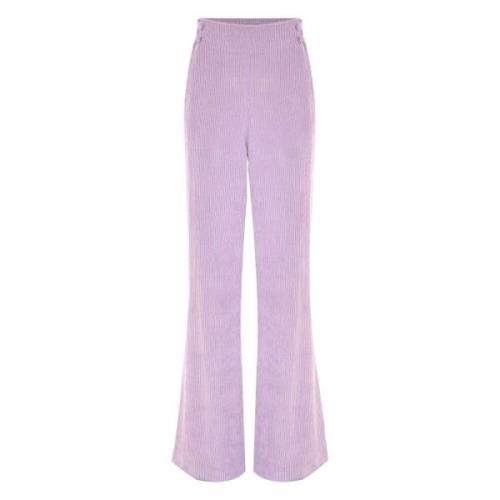 Wijde Corduroy Broek met Taille Kocca , Pink , Dames