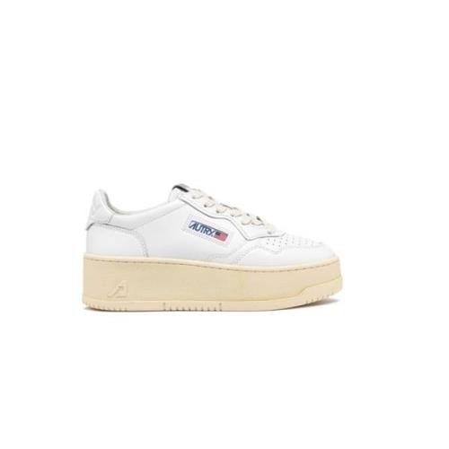 Vintage Platform Leren Sneakers Wit Autry , White , Dames