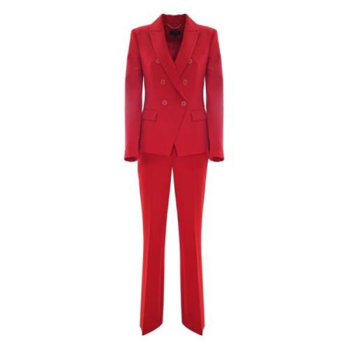 Elegant Double-Breasted Jacket and Trousers Kocca , Red , Dames