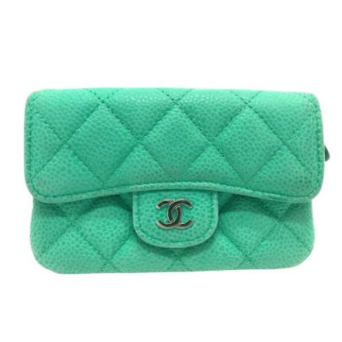 Pre-owned Leather wallets Chanel Vintage , Green , Dames