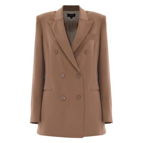 Elegant Double-Breasted Jacket with Welt Pockets Kocca , Beige , Dames