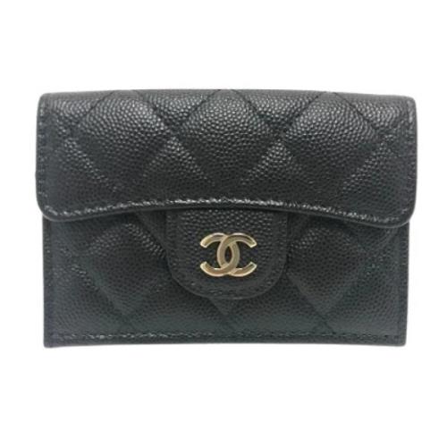 Pre-owned Leather wallets Chanel Vintage , Black , Dames