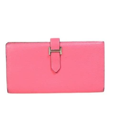 Pre-owned Leather wallets Hermès Vintage , Pink , Dames