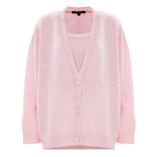 Zachte wollen blend cardigan met gestippelde details Kocca , Pink , Da...