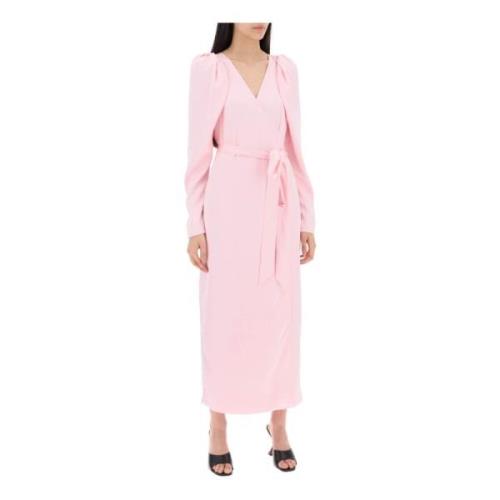 Satijnen Wrap Midi Jurk met Crossover Rotate Birger Christensen , Pink...