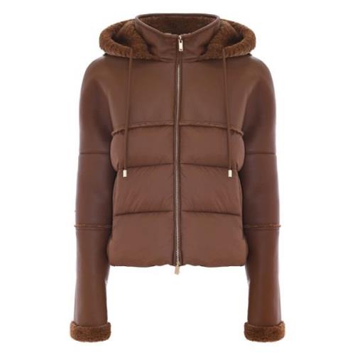 Korte jas met teddy details Kocca , Brown , Dames