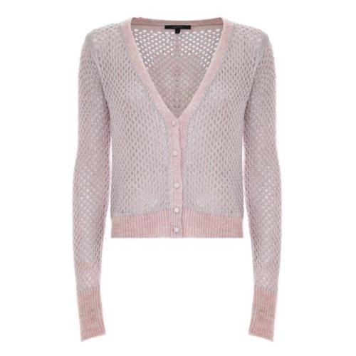 Gelaagde opengebreide cardigan met glanzende details Kocca , Pink , Da...