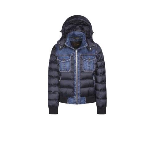 Iconische bomberjack met ganzendons Moorer , Blue , Dames