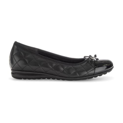 Zwarte leren ballerina's Gabor , Black , Dames