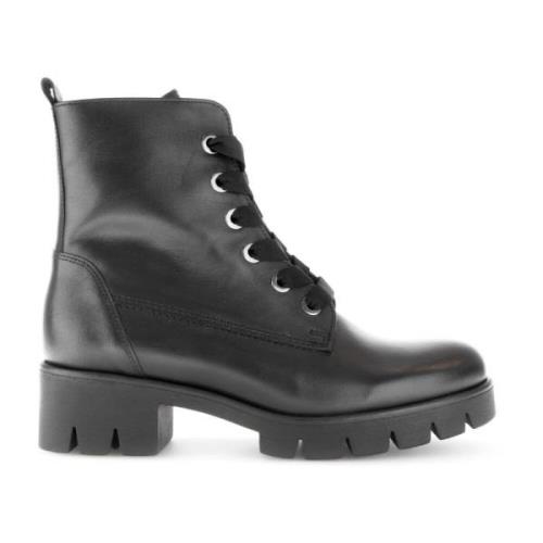 Zwarte leren veterschoenen Gabor , Black , Dames