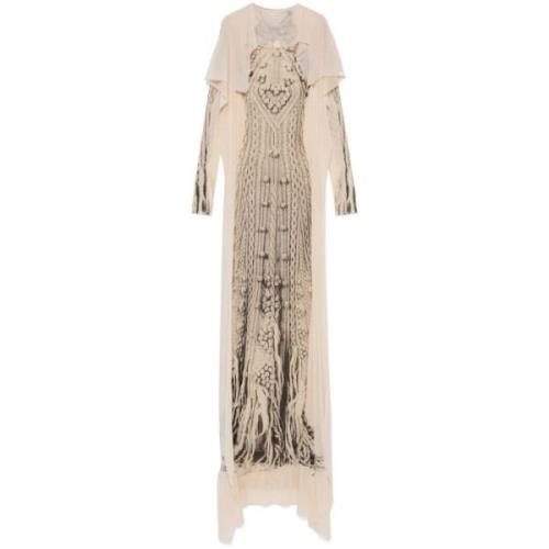 Beige Mesh Gebreide Jurk met Print Jean Paul Gaultier , Beige , Dames