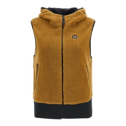 Sherpa Hooded Vest met Ritssluiting Montura , Brown , Dames