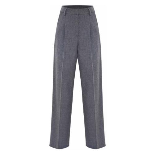 Pleated straight leg trousers for women Kocca , Black , Dames