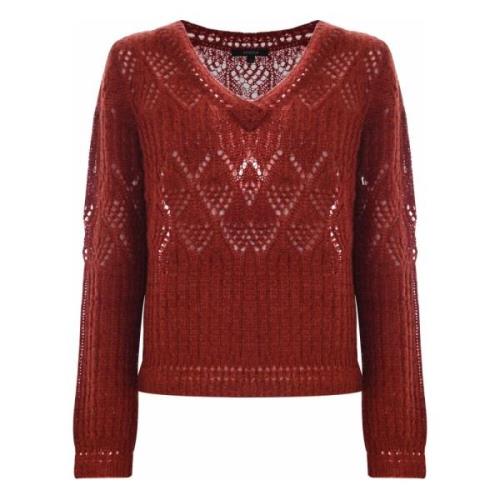 Mohair Wolmix Openwork Trui Kocca , Brown , Dames