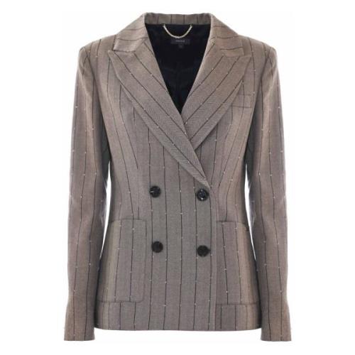 Gestreepte en gestippelde jas Kocca , Beige , Dames