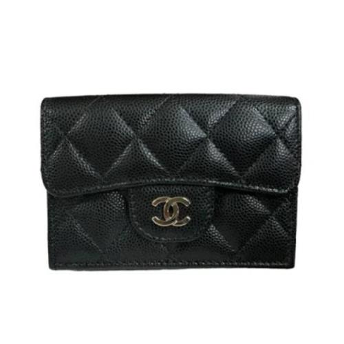 Pre-owned Leather wallets Chanel Vintage , Black , Dames