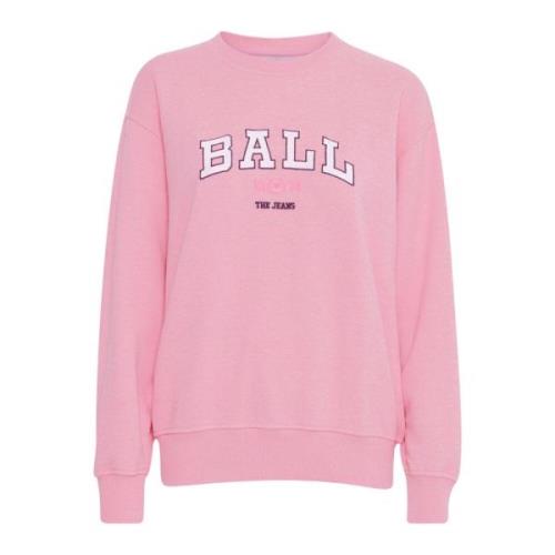 Sportieve Sweatshirt met Slimme Borduursels Ball , Pink , Dames