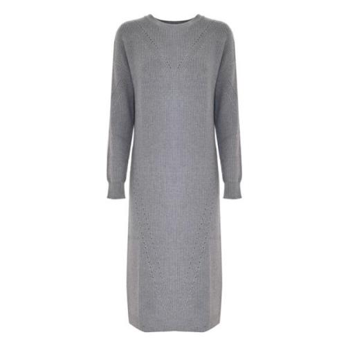 Elegante Gebreide Jurk met Openwerkdetaillering Kocca , Gray , Dames