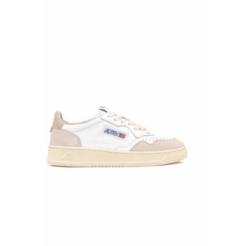 Beige Vintage Stijl Leren Sneakers Autry , Beige , Dames