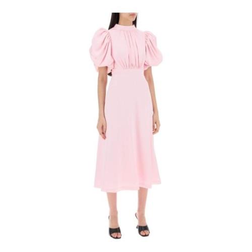 Satijnen Ballonmouw Midi Jurk Rotate Birger Christensen , Pink , Dames